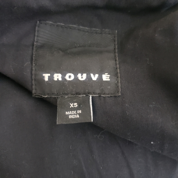 Trouve Leather Moto Collarless Quilted Sleeve Jacket Black Size: XS - Picture 14 of 16